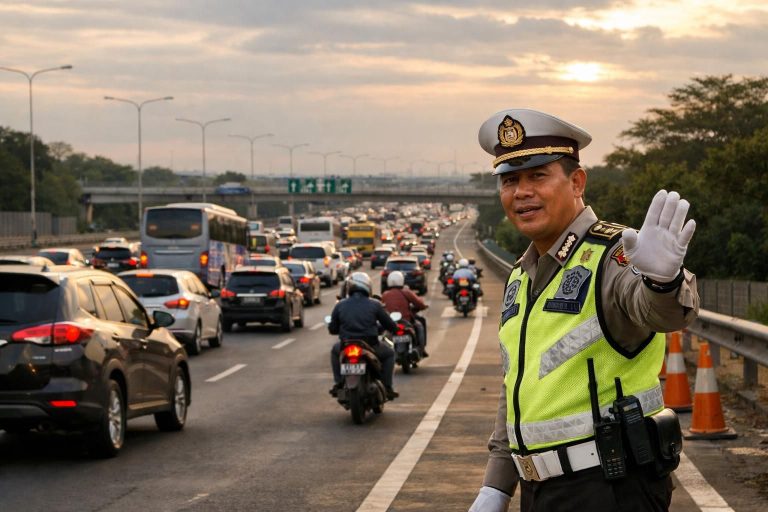 arus balik one way mulai hari ini pukul 14.00. kakorlantas memberikan imbauan penting bagi para pemudik untuk perjalanan yang aman dan lancar.