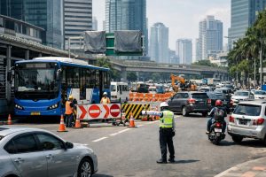 beberapa rute transjakarta terhenti sementara akibat penutupan jalan. dapatkan informasi terbaru dan alternatif perjalanan di kompas.com.