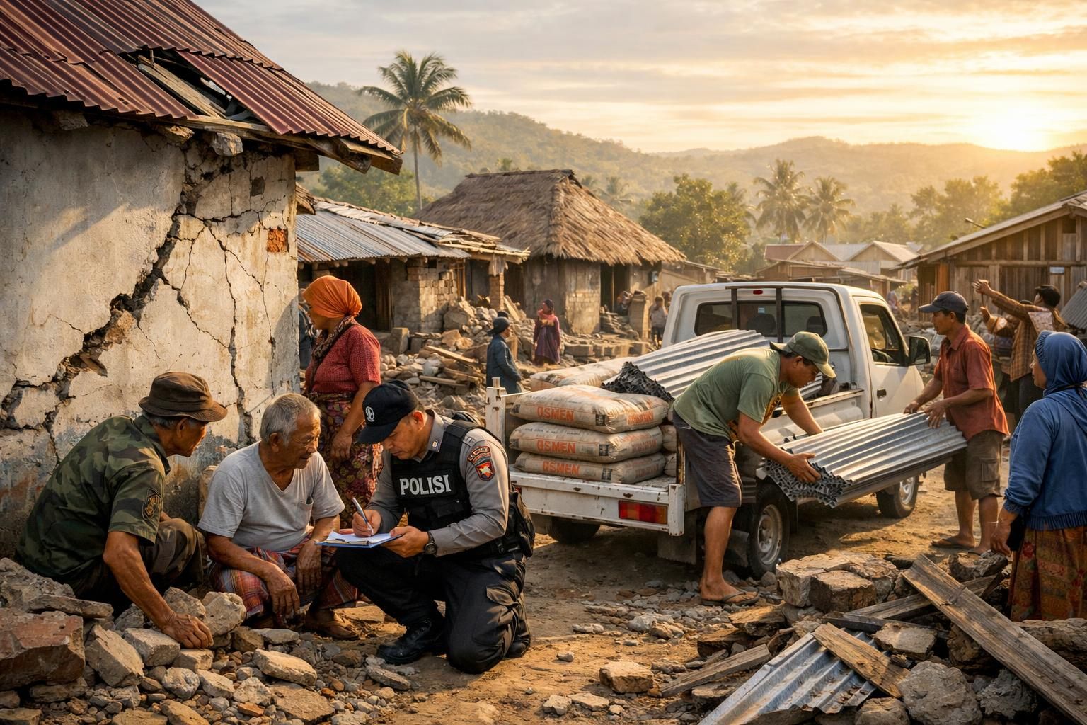 korban gempa di nusa tenggara timur menerima bantuan renovasi rumah senilai rp 15 juta hingga rp 30 juta untuk memperbaiki tempat tinggal mereka yang terdampak bencana.