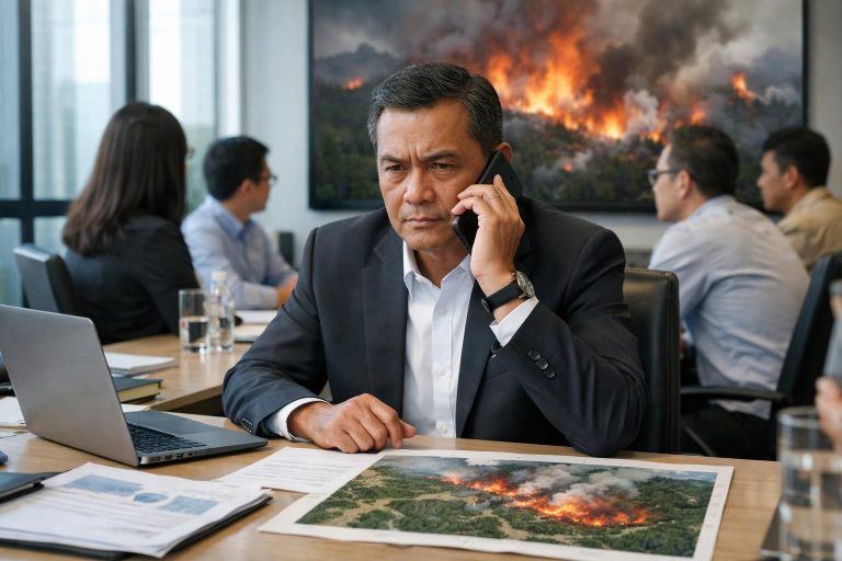 prabowo menyela rapat untuk menerima panggilan telepon yang meminta peralatan tambahan guna menangani kebakaran hutan dan lahan (karhutla) secara efektif.